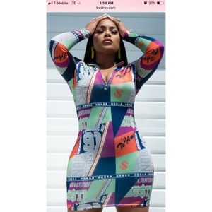 STEFFLON DON VARSITY BODYCON VARSITY DRESS BOOHOO